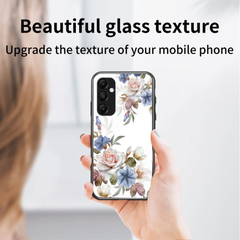 Deksel Samsung Galaxy A55 5g Herdet Glass Med Blomstermønsterholder