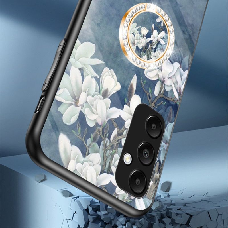 Deksel Samsung Galaxy A55 5g Herdet Glass Med Blomstermønsterholder