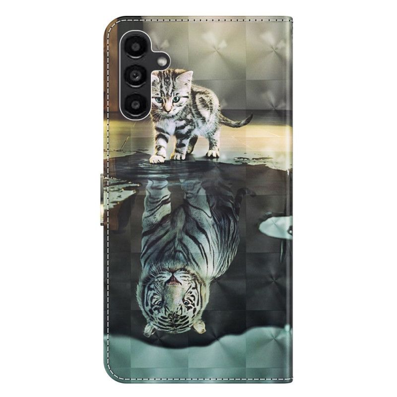 Folio Deksel Samsung Galaxy A55 5g Katt Og Tiger Med Stropp