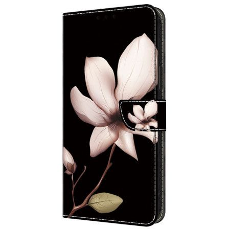 Folio Deksel Samsung Galaxy A55 5g Rosa Blomster På Svart Bakgrunn