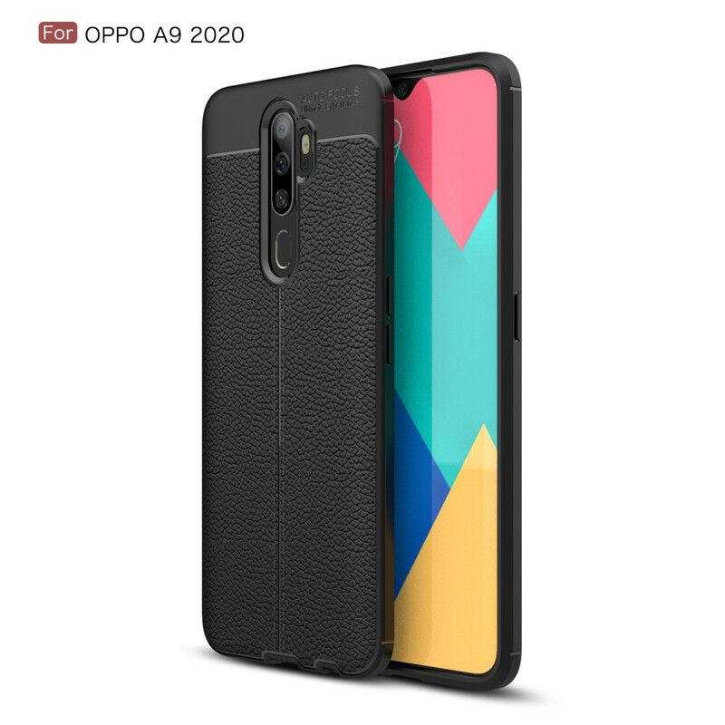 Deksel Til Oppo A9 2020 / A5 2020 Dobbel Linje Litchi Leather Effect