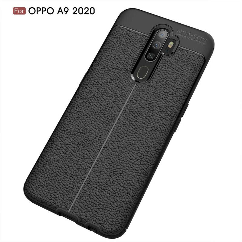 Deksel Til Oppo A9 2020 / A5 2020 Dobbel Linje Litchi Leather Effect