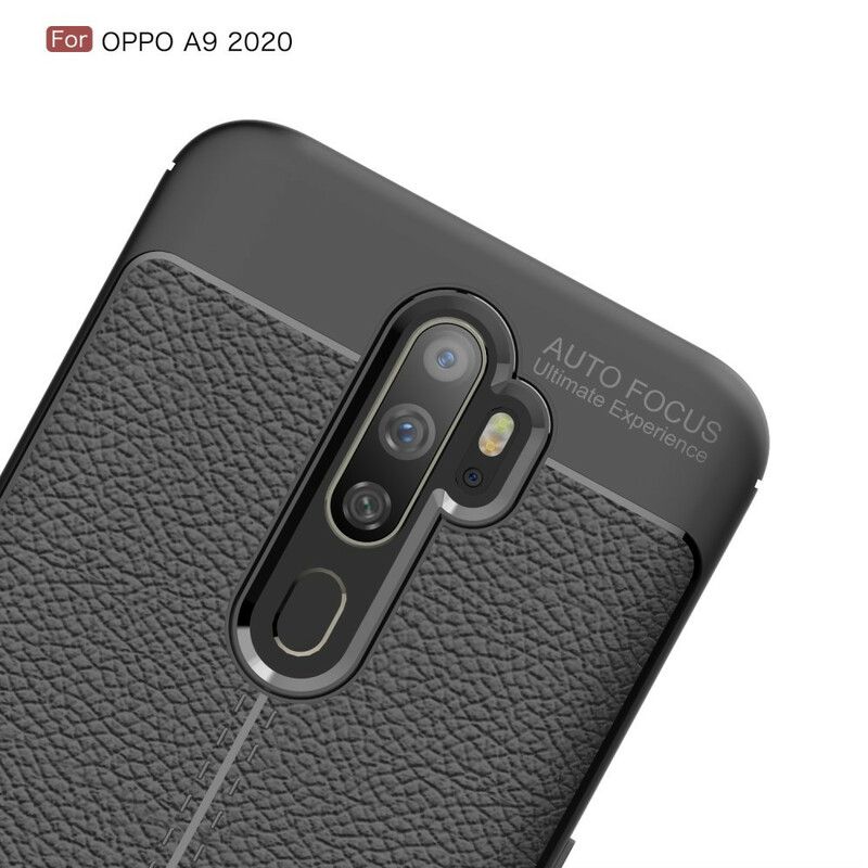 Deksel Til Oppo A9 2020 / A5 2020 Dobbel Linje Litchi Leather Effect