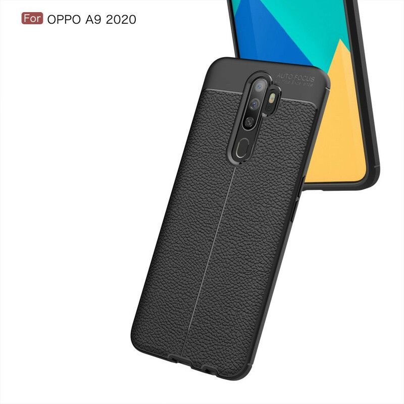 Deksel Til Oppo A9 2020 / A5 2020 Dobbel Linje Litchi Leather Effect