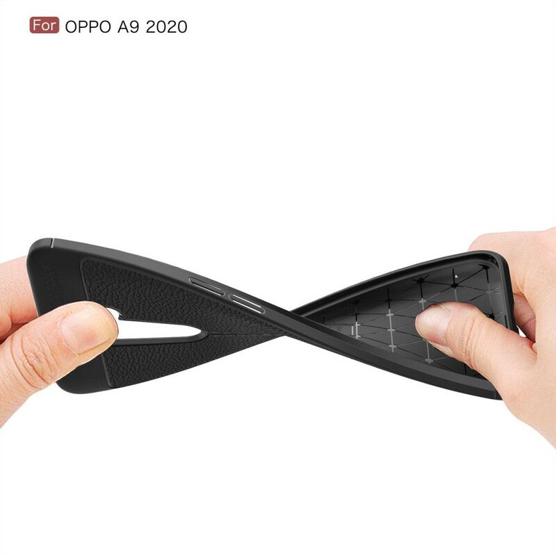 Deksel Til Oppo A9 2020 / A5 2020 Dobbel Linje Litchi Leather Effect