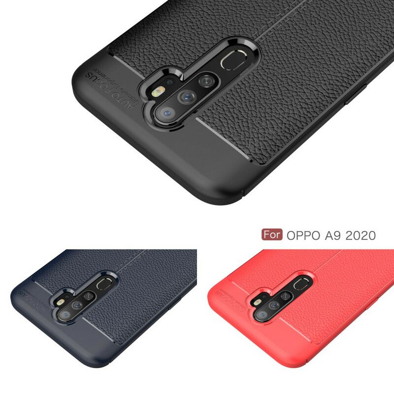 Deksel Til Oppo A9 2020 / A5 2020 Dobbel Linje Litchi Leather Effect