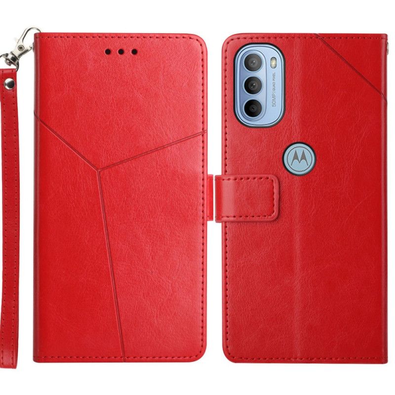 Folio Deksel Til Moto G31 / Moto G41 Geo Y Design Leather Style