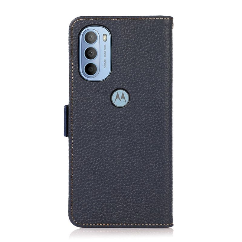 Folio Deksel Til Moto G31 / Moto G41 Litchi Leather Khazneh Rfid