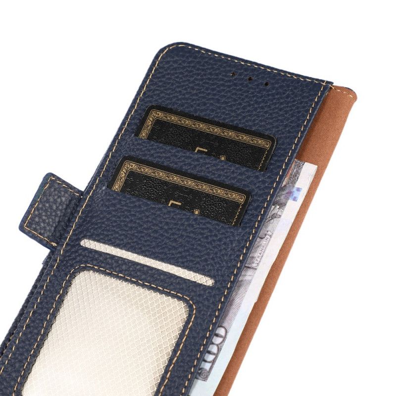 Folio Deksel Til Moto G31 / Moto G41 Litchi Leather Khazneh Rfid