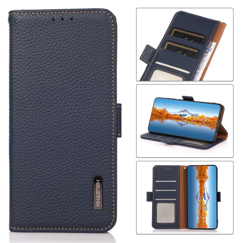 Folio Deksel Til Moto G31 / Moto G41 Litchi Leather Khazneh Rfid