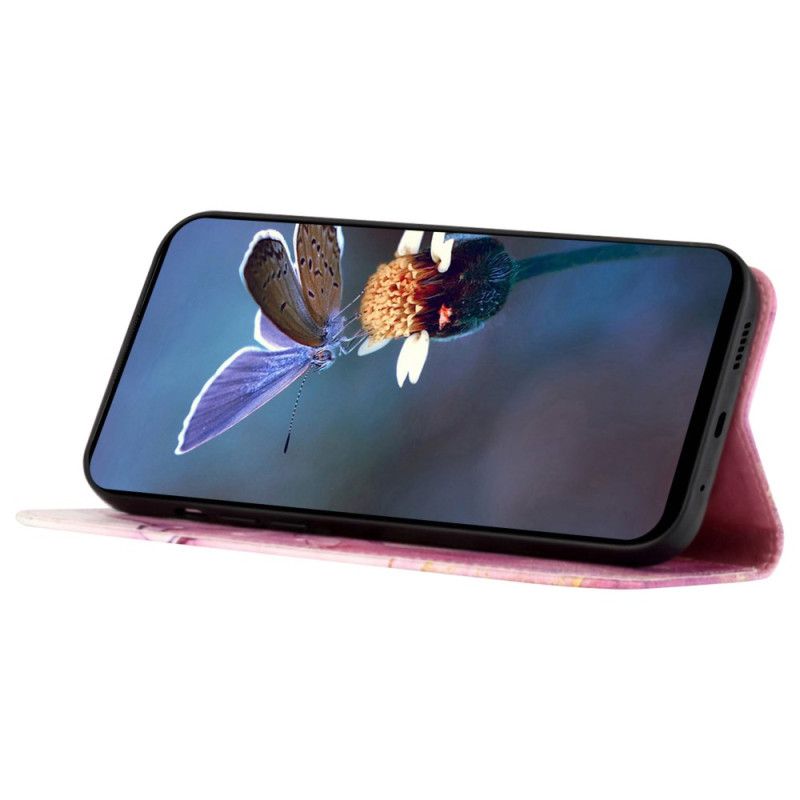 Folio Deksel Xiaomi Redmi Note 13 5g Marmor Med Snor Og Skulderstropp