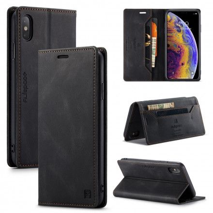 Beskyttelse Deksel Til iPhone XS Max Folio Deksel Leather Effect Rfid-teknologi