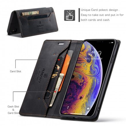 Beskyttelse Deksel Til iPhone XS Max Folio Deksel Leather Effect Rfid-teknologi