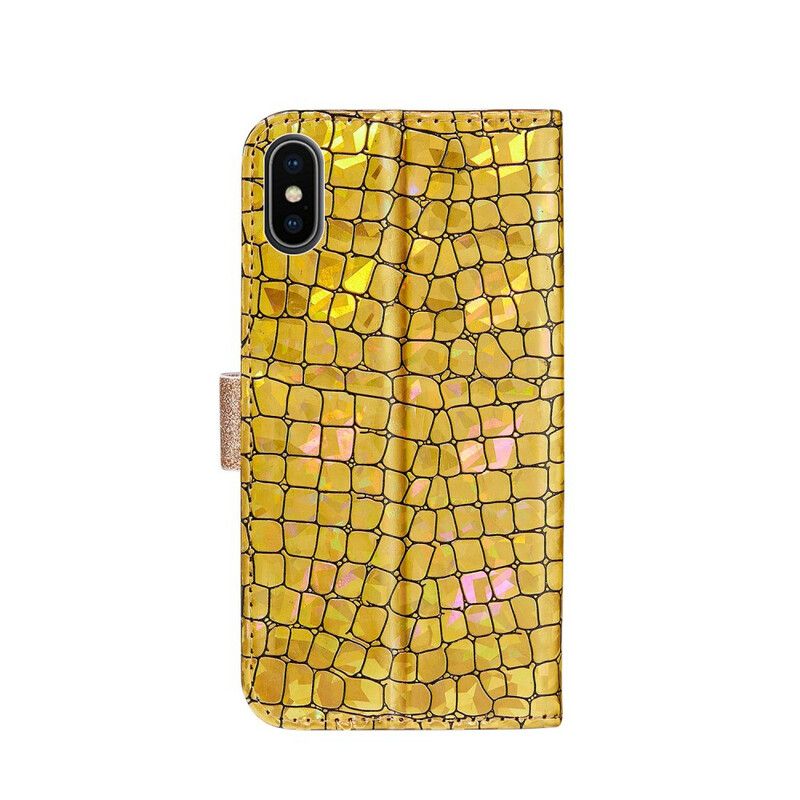 Folio Deksel Til iPhone XS Max Croc-diamanter