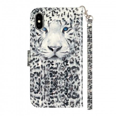 Folio Deksel Til iPhone XS Max Med Kjede Tiger Light Strap Spotlights