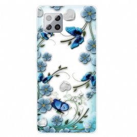 Mobildeksel Til Samsung Galaxy A42 5G Transparente Retro Sommerfugler Og Blomster