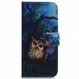 Folio Deksel Til Xiaomi 13 Pro Med Kjede Strappy Owls Maleri