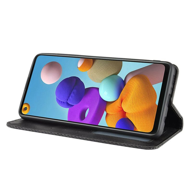 Beskyttelse Deksel Til Samsung Galaxy A21s Folio Deksel Vintage Stilisert Skinneffekt