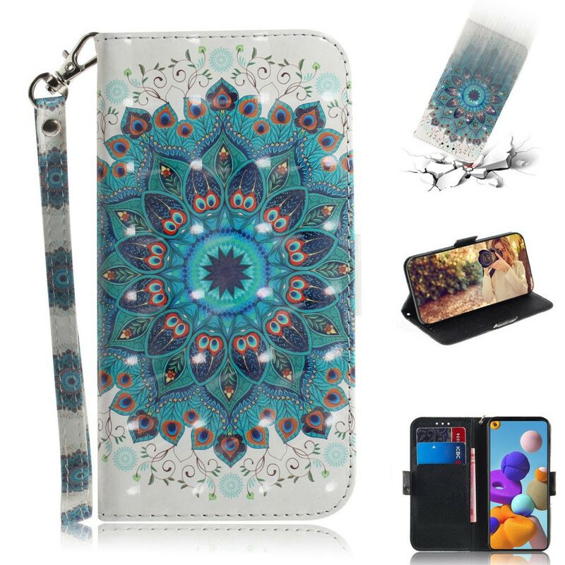 Folio Deksel Til Samsung Galaxy A21s Med Kjede Masterful Strappy Mandala