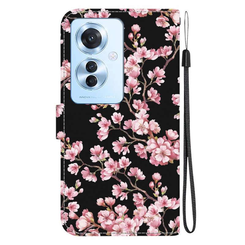 Folio Deksel Oppo Reno 11f 5g Plommeblomster Med Stropp