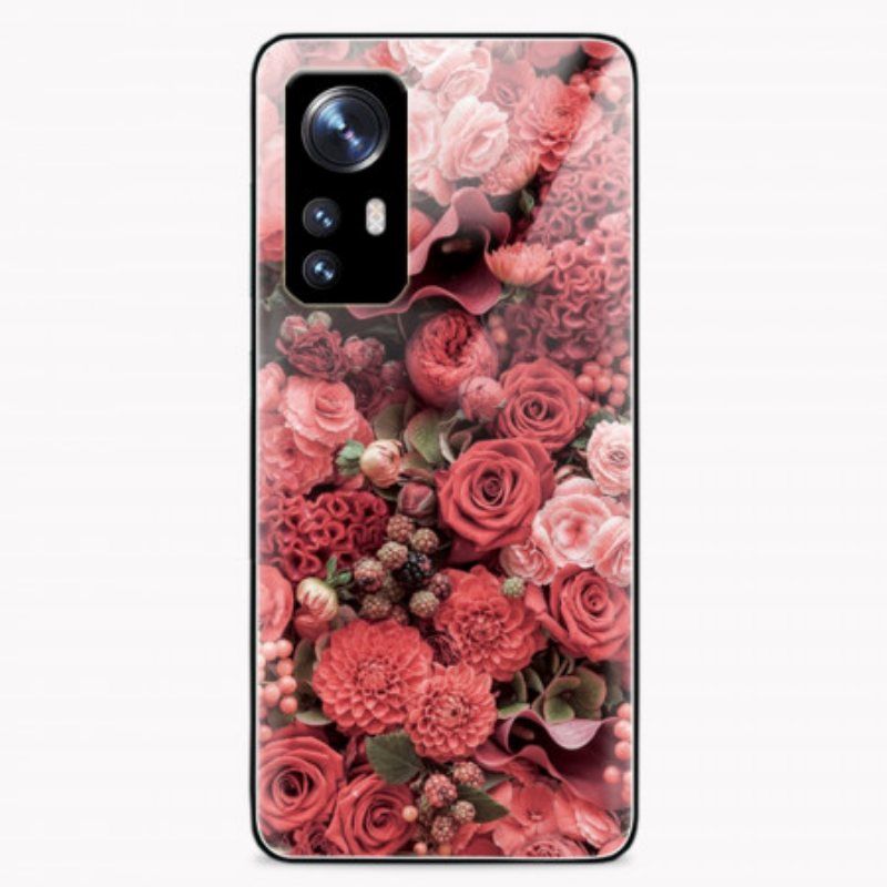 Deksel Til Xiaomi 12 / 12X Rose Blomster Herdet Glass