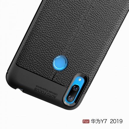 Deksel Til Huawei Y7 2019 Dobbel Linje Litchi Skinneffekt