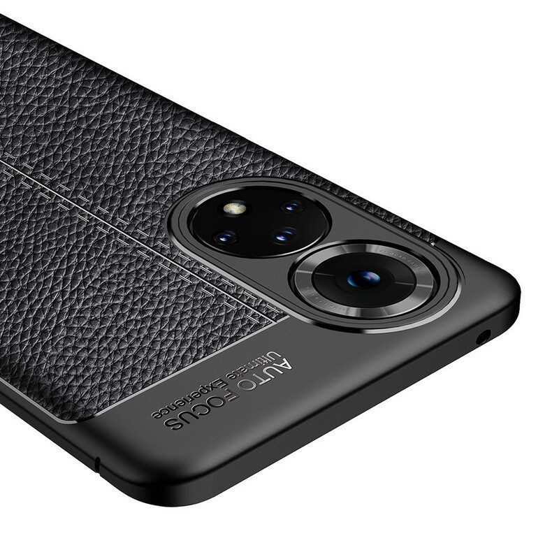 Deksel Til Honor 50 Pro Pro Double Line Litchi Leather Effect