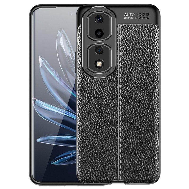 Deksel Til Honor 90 Pro Dobbel Linje Litchi Leather Effect