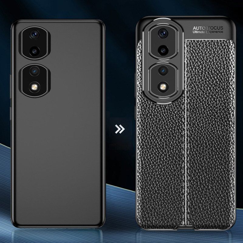 Deksel Til Honor 90 Pro Dobbel Linje Litchi Leather Effect