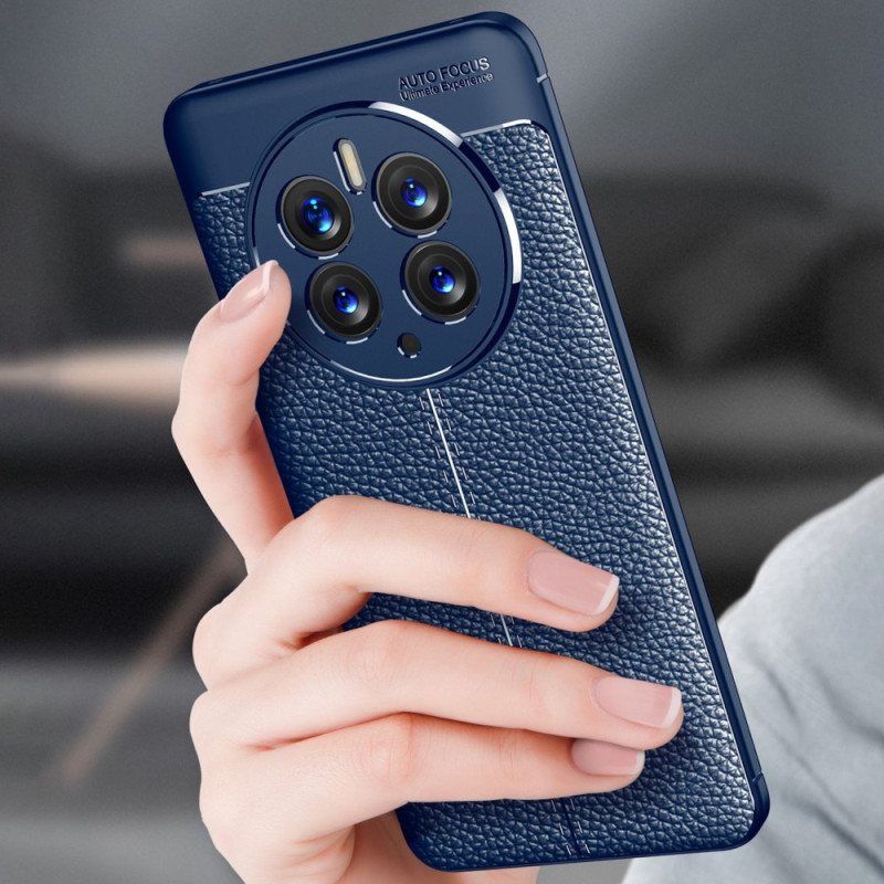 Deksel Til Huawei Mate 50 Pro Dobbel Linje Litchi Leather Effect