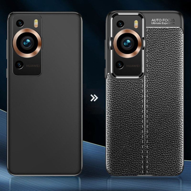 Deksel Til Huawei P60 Pro Dobbel Line Litchi Leather Effect