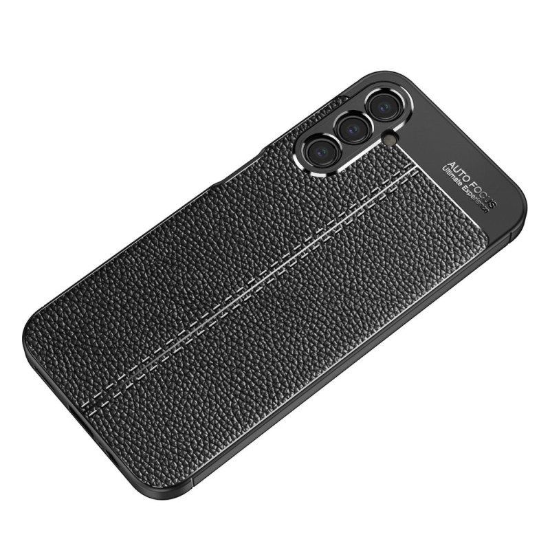 Deksel Til Samsung Galaxy A14 / A14 5G Dobbel Linje Litchi Leather Effect