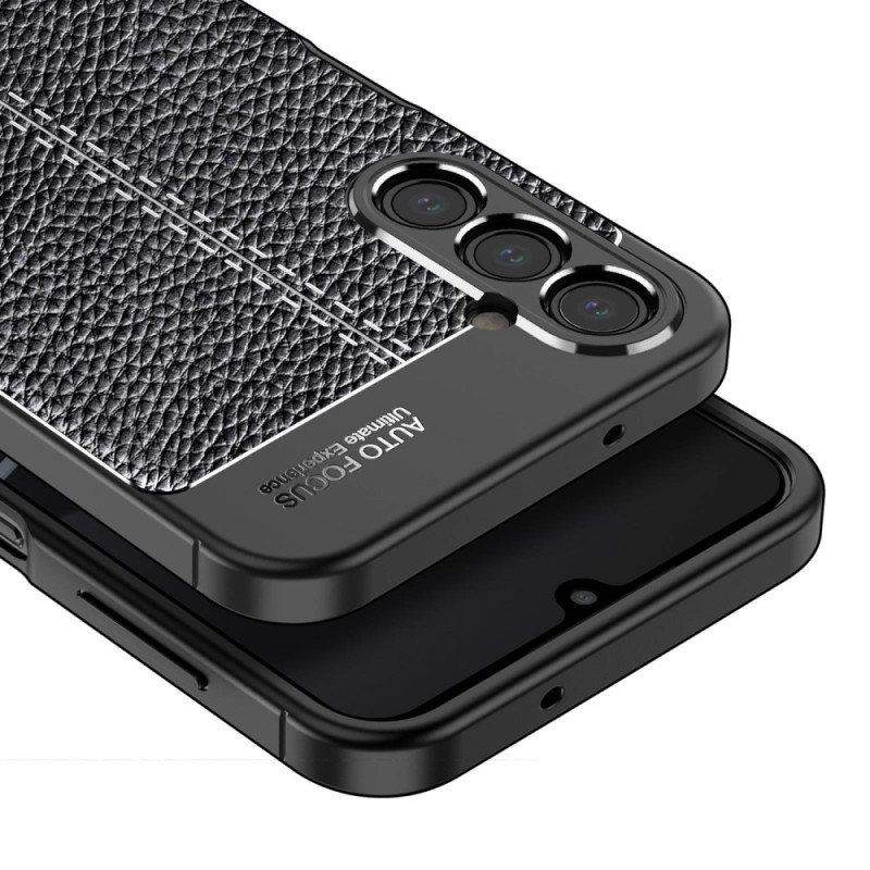 Deksel Til Samsung Galaxy A14 / A14 5G Dobbel Linje Litchi Leather Effect