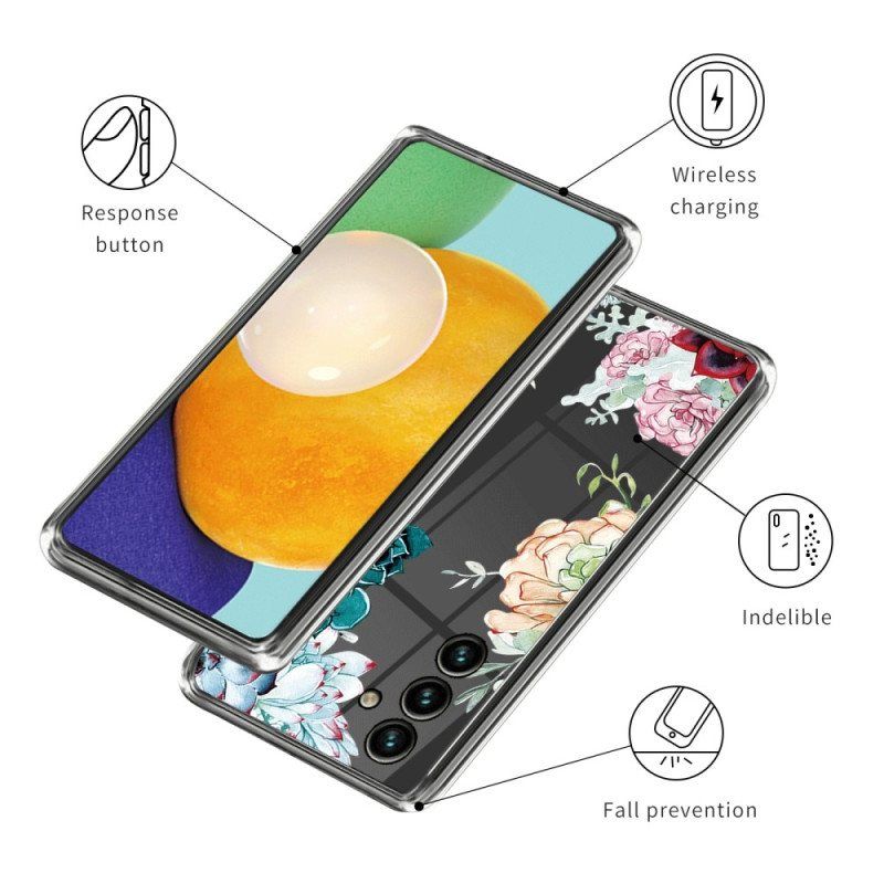 Deksel Til Samsung Galaxy A14 / A14 5G Sømløs Bukett Med Blomster