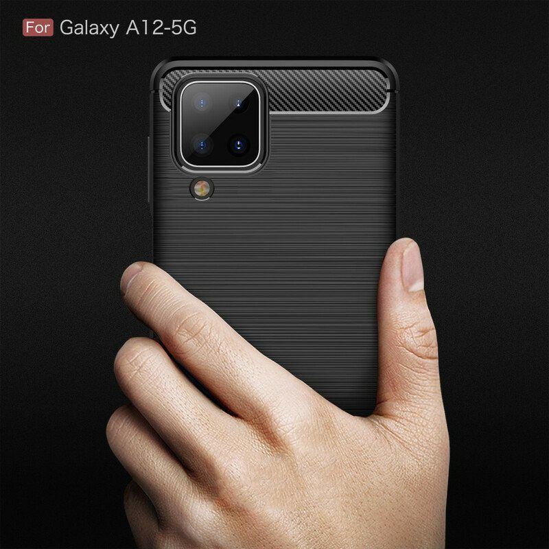 Deksel Til Samsung Galaxy M12 / A12 Børstet Karbonfiber