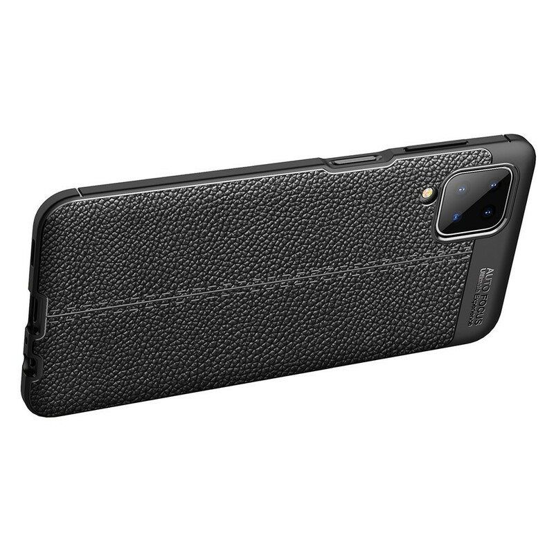 Deksel Til Samsung Galaxy M12 / A12 Dobbel Linje Litchi Leather Effect