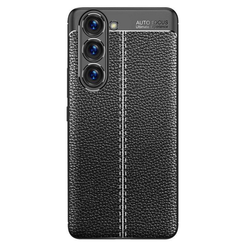 Deksel Til Samsung Galaxy S23 5G Dobbel Linje Litchi Leather Effect