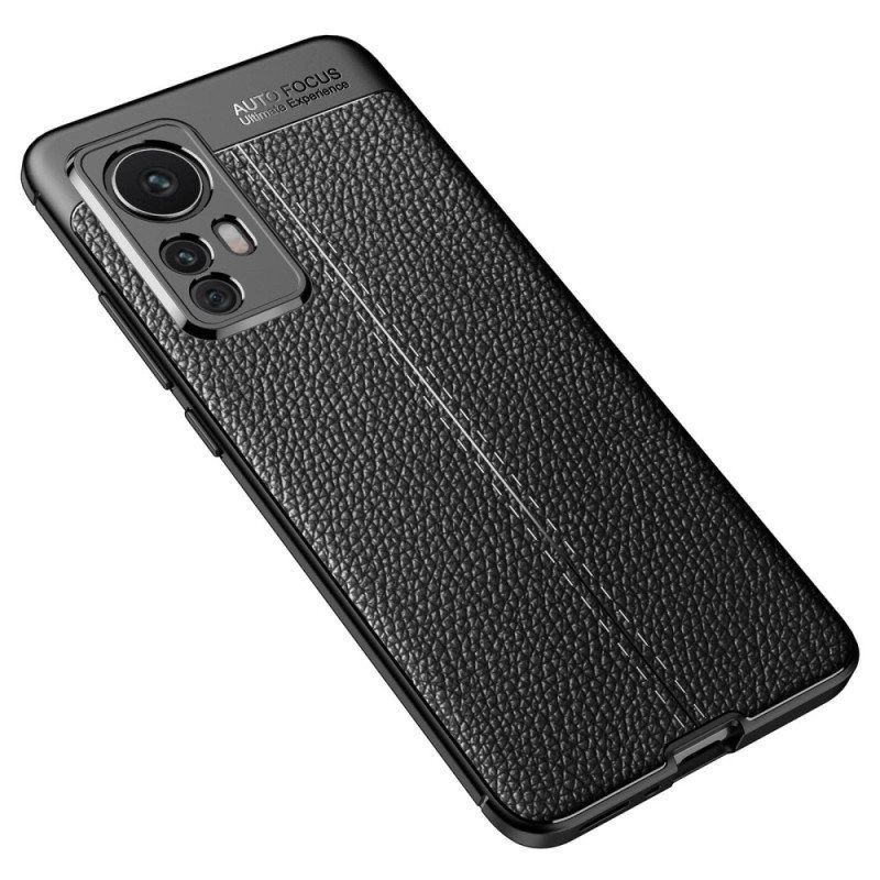 Deksel Til Xiaomi 12T / 12T Pro Dobbel Linje Litchi Leather Effect