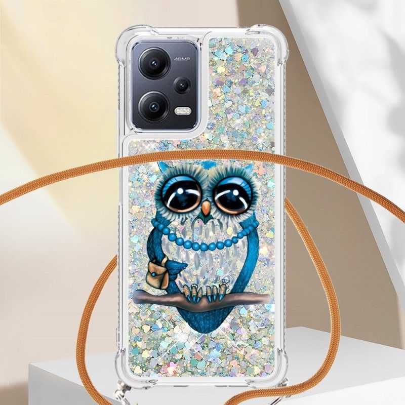 Deksel Til Xiaomi Redmi Note 12 5G Med Snor Paljett Snøring Miss Owl