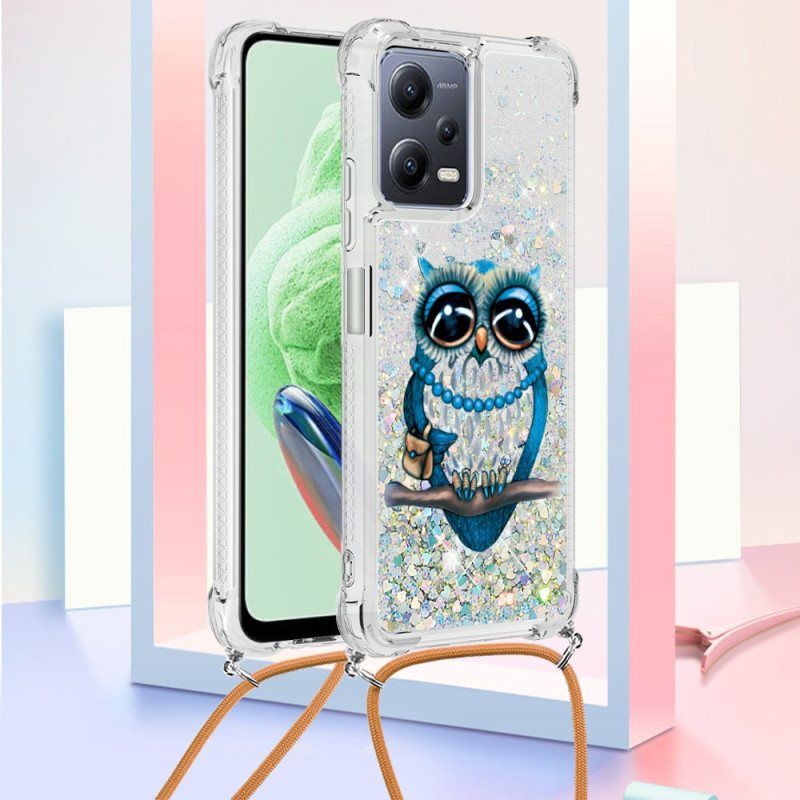 Deksel Til Xiaomi Redmi Note 12 5G Med Snor Paljett Snøring Miss Owl