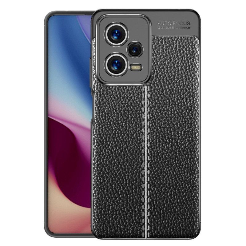 Deksel Til Xiaomi Redmi Note 12 Pro Dobbel Linje Litchi Leather Effect