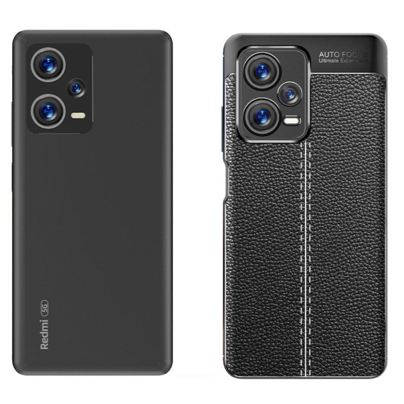 Deksel Til Xiaomi Redmi Note 12 Pro Plus Dobbel Linje Litchi Leather Effect