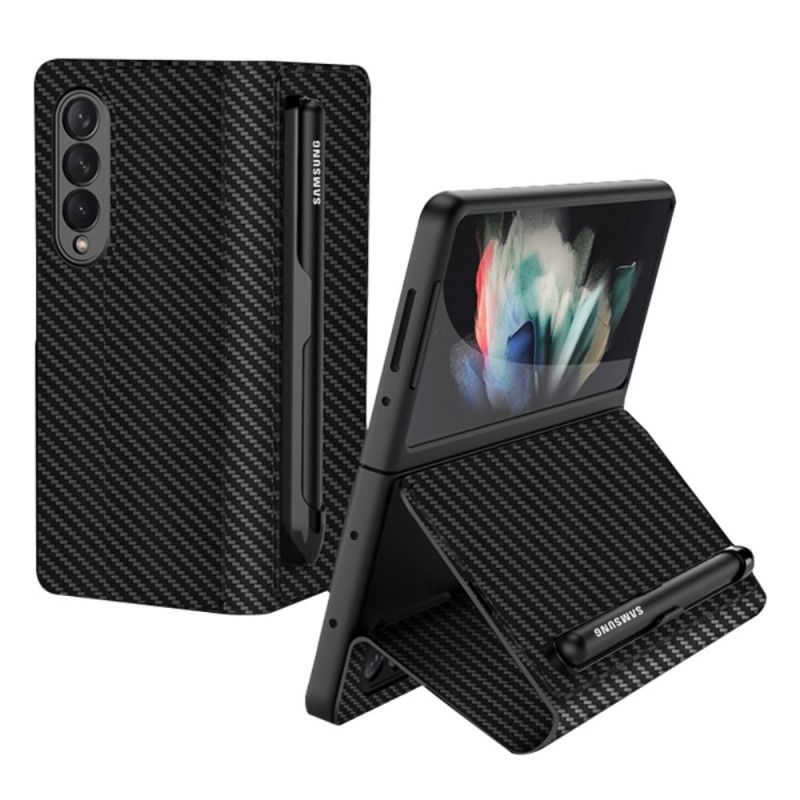 Beskyttelse Deksel Til Samsung Galaxy Z Fold 3 5G Folio Deksel Carbon Fiber Stylus Holder