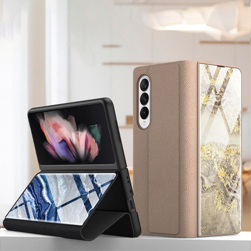 Beskyttelse Deksel Til Samsung Galaxy Z Fold 3 5G Folio Deksel Herdet Glass Marmoreffekt