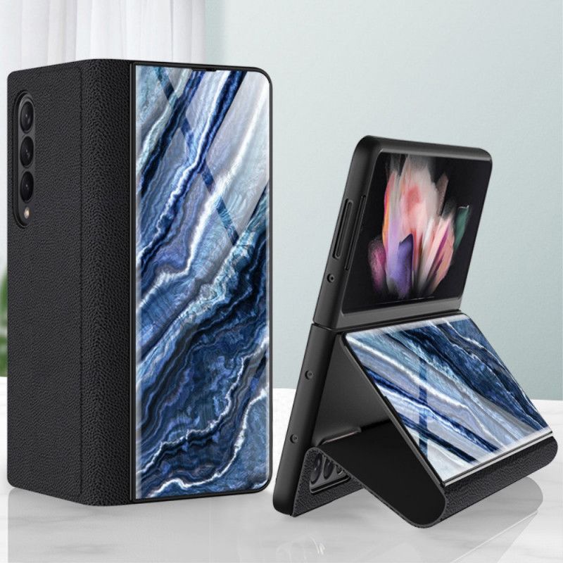 Beskyttelse Deksel Til Samsung Galaxy Z Fold 3 5G Folio Deksel Marmor Herdet Glass