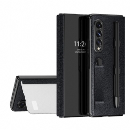 Beskyttelse Deksel Til Samsung Galaxy Z Fold 3 5G Folio Deksel Speilpennholder Og Stropp