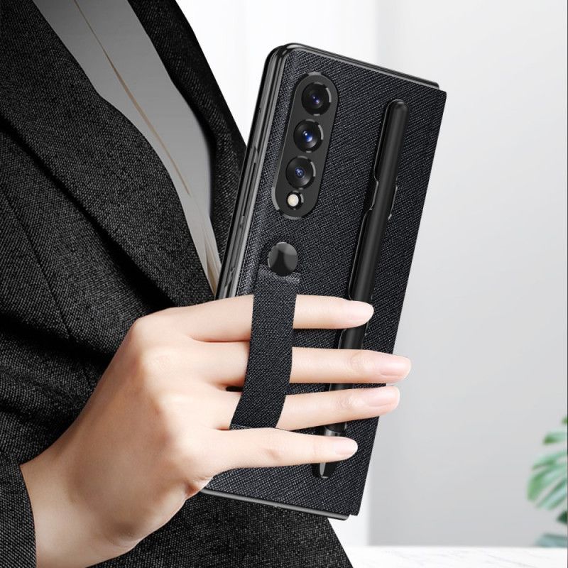 Beskyttelse Deksel Til Samsung Galaxy Z Fold 3 5G Folio Deksel Speilpennholder Og Stropp