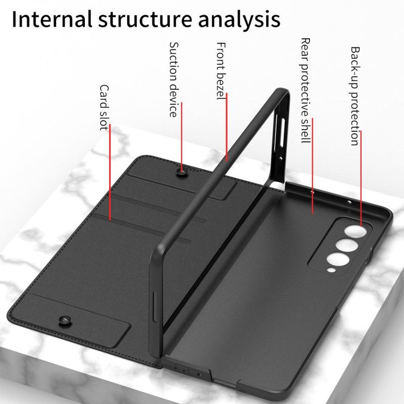 Beskyttelse Deksel Til Samsung Galaxy Z Fold 3 5G Folio Deksel Stylusholder I Imitert Skinn Gkk