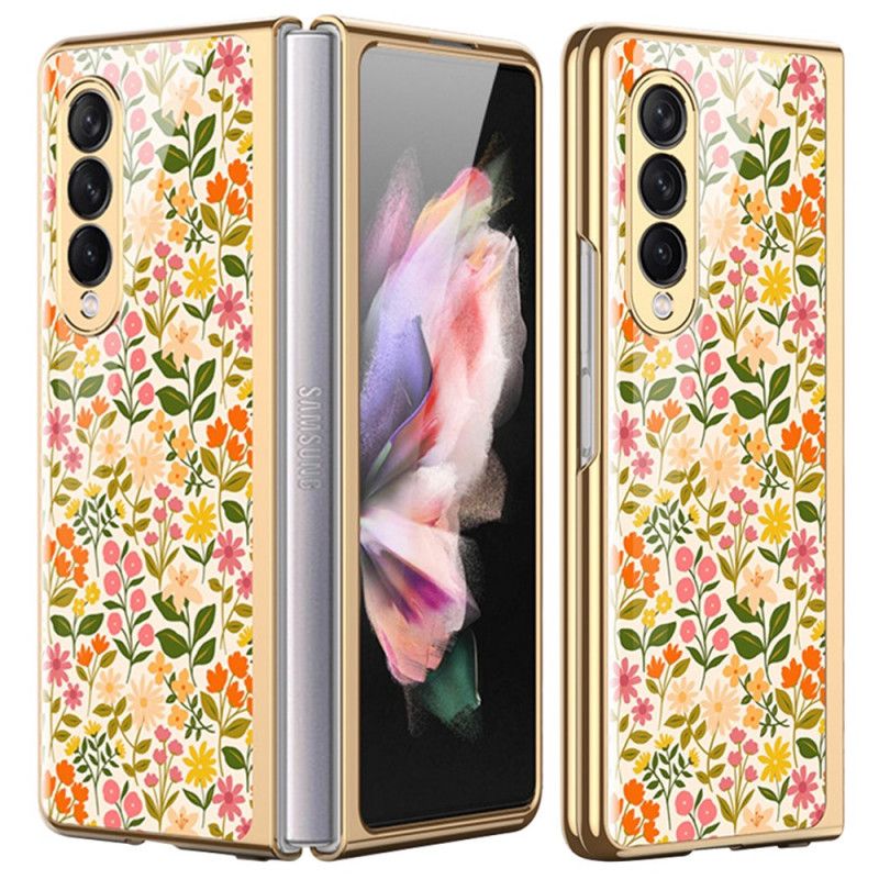 Deksel Til Samsung Galaxy Z Fold 3 5G Herdet Glass Med Blomster