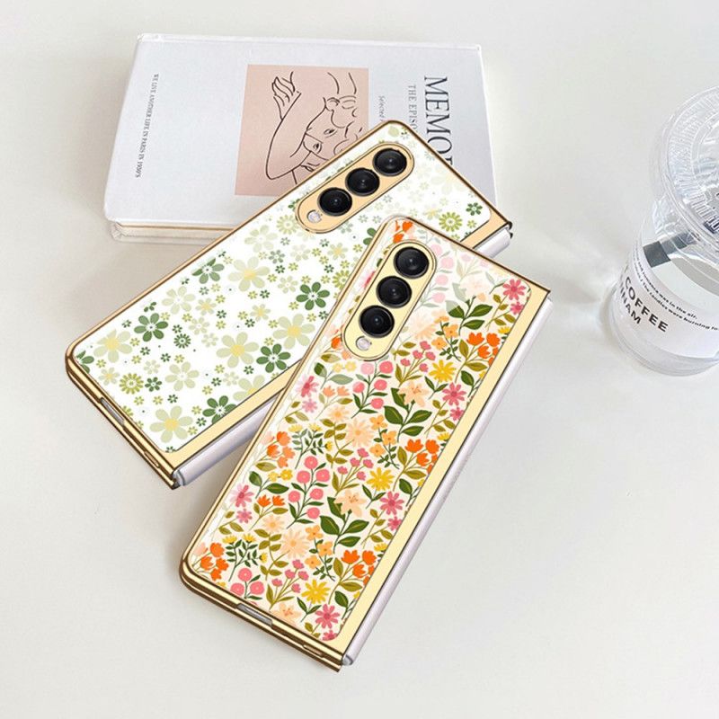 Deksel Til Samsung Galaxy Z Fold 3 5G Herdet Glass Med Blomster